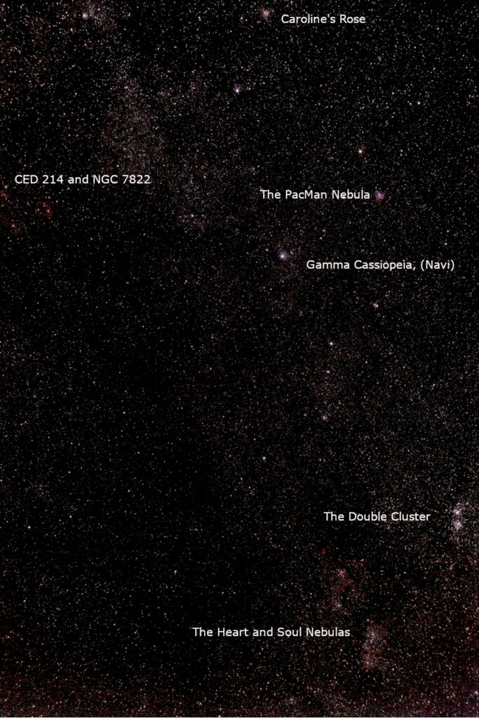 A widefield image of the constellations of Cassiopeia