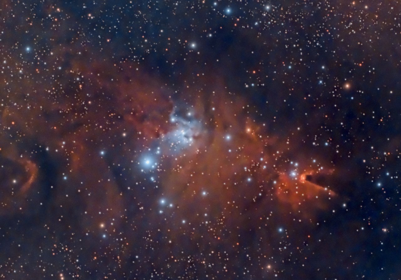 Cone Nebula and Christmas Tree cluster