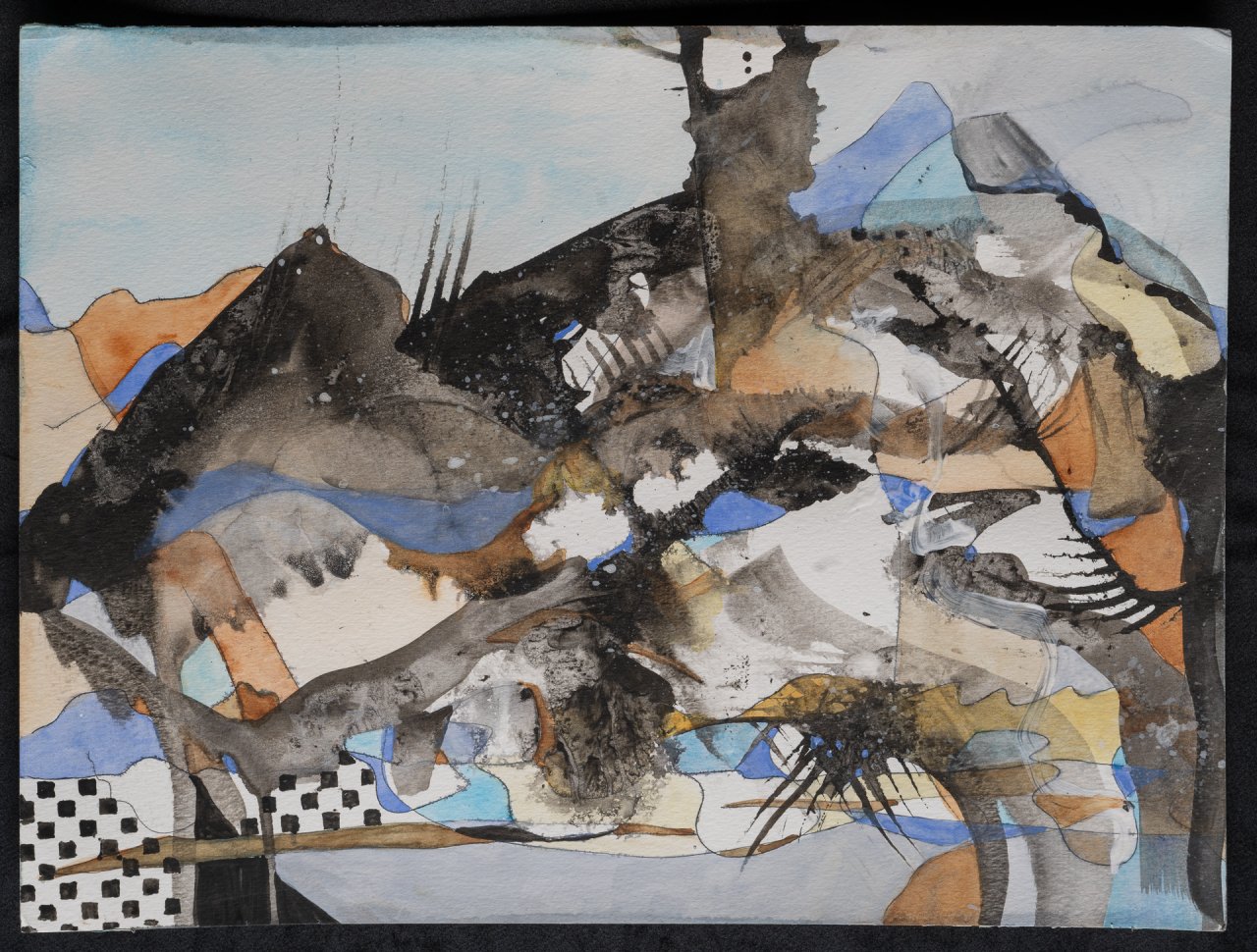 Black, White and Blue Abstract