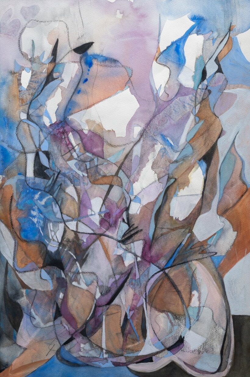 Black, White and Blue Abstract